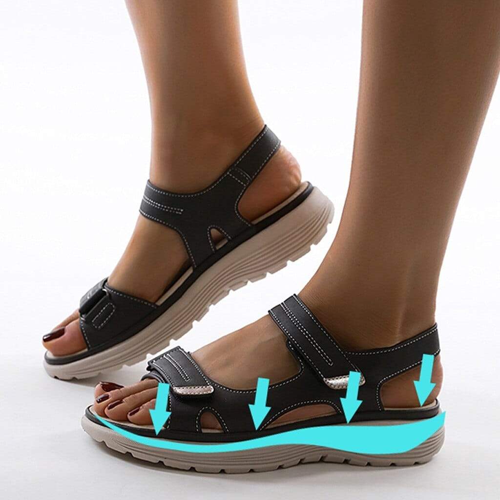 Drune Damen Komfort-Sandalen mit verstellbaren Riemen und Profilsohle