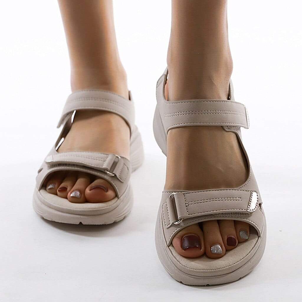 Drune Damen Komfort-Sandalen mit verstellbaren Riemen und Profilsohle