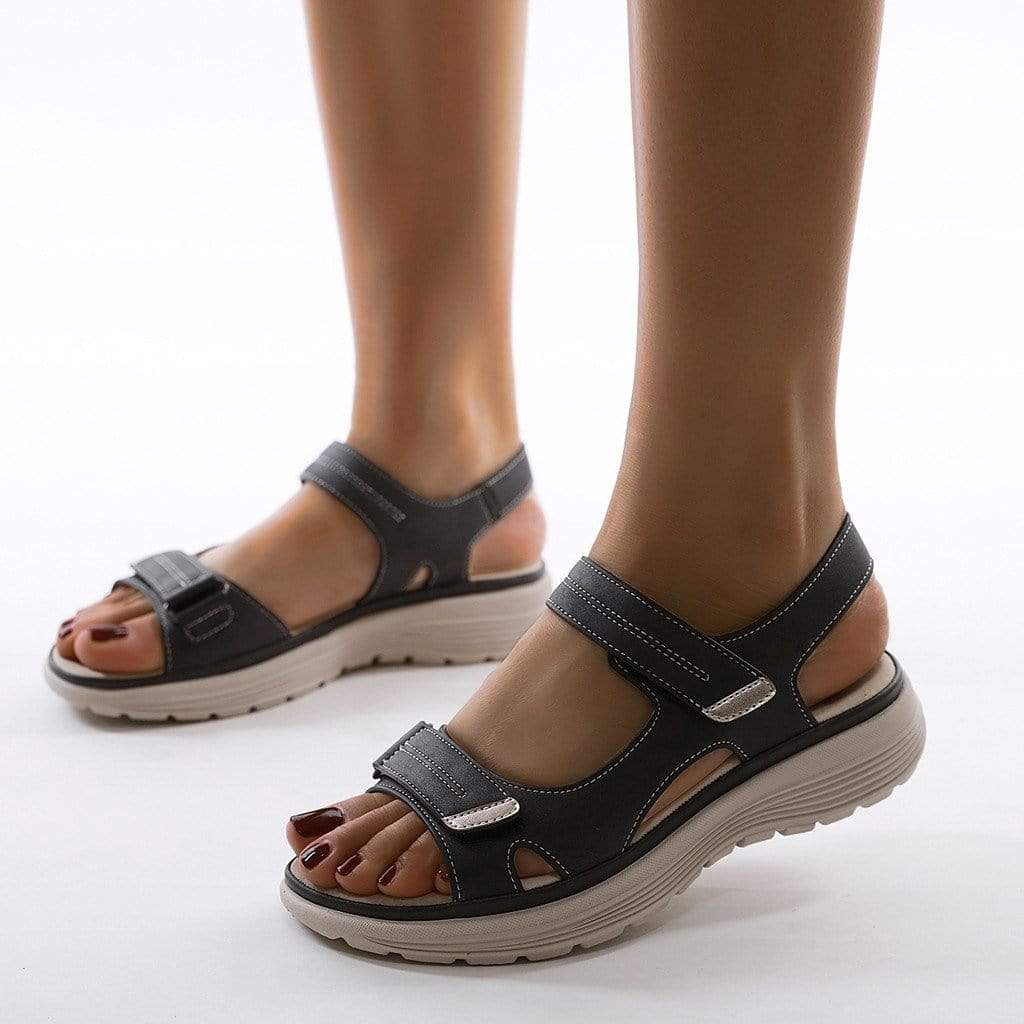 Drune Damen Komfort-Sandalen mit verstellbaren Riemen und Profilsohle